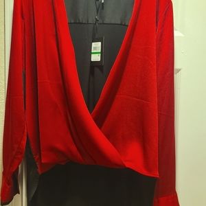 NWT Red & Black DKNY Blouse - L